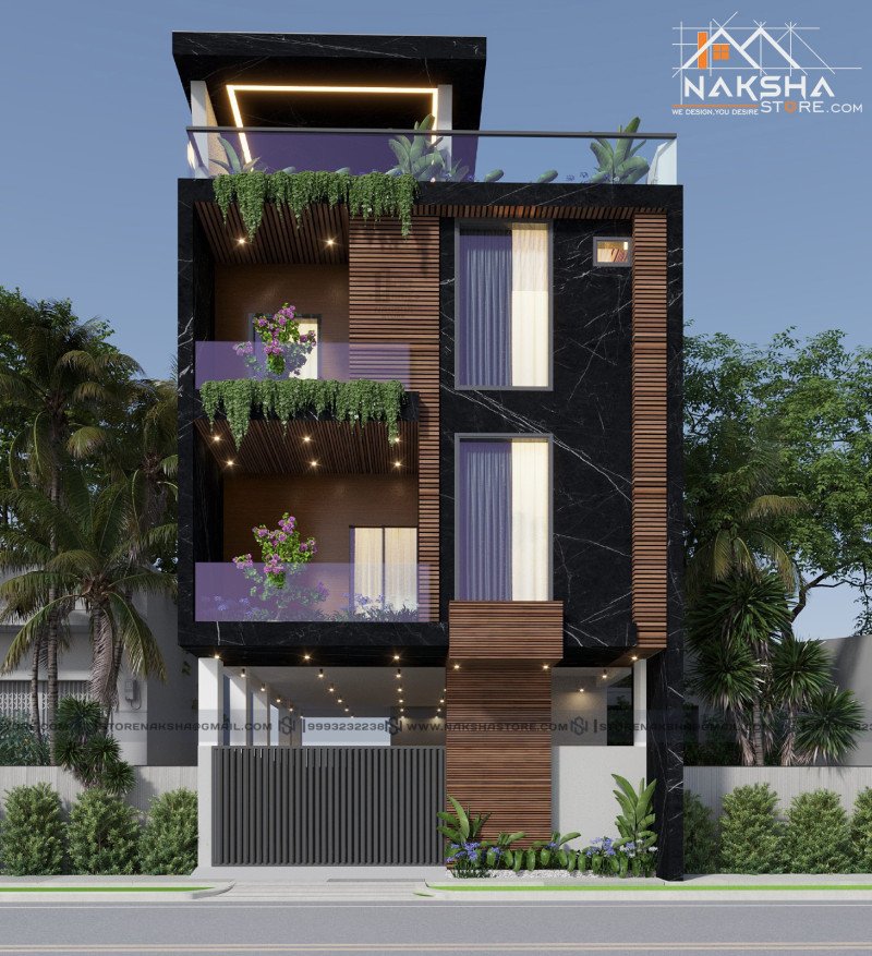 25×50 Plot G+2 House Design | Stylish Triple Floor Home – Naksha Store